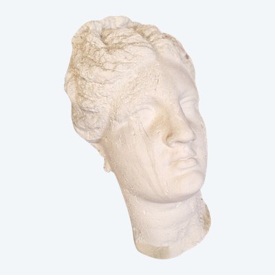 Antica scultura artistica a grandezza naturale con busto di Venere in gesso su placca da muro