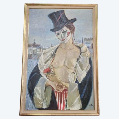 Dipinto ad olio antico di nudo femminile su tela, metà secolo, francese, Mme Paris