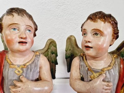 Pair of Antique 19th Century Angel Torch Holders