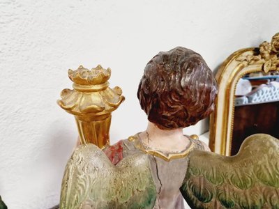 Pair of Antique 19th Century Angel Torch Holders