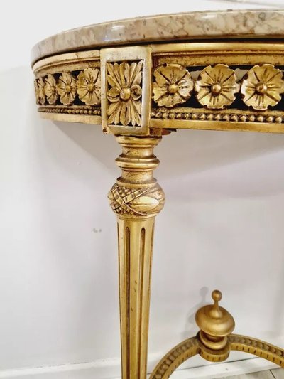 Antique Louis XVI Style Console Table with Marble Top