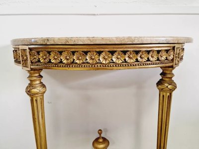 Antique Louis XVI Style Console Table with Marble Top