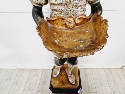 Venezianische Statue aus polychromiertem Holz, 19. Jh.