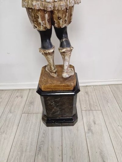 Venezianische Statue aus polychromiertem Holz, 19. Jh.