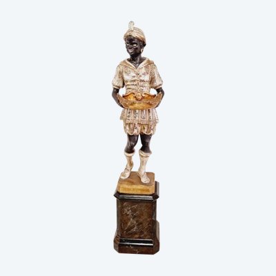 Venezianische Statue aus polychromiertem Holz, 19. Jh.