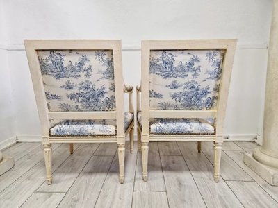 Pair of Antique Directoire Style Bergère Armchairs