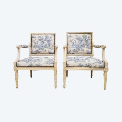 Pair of Antique Directoire Style Bergère Armchairs