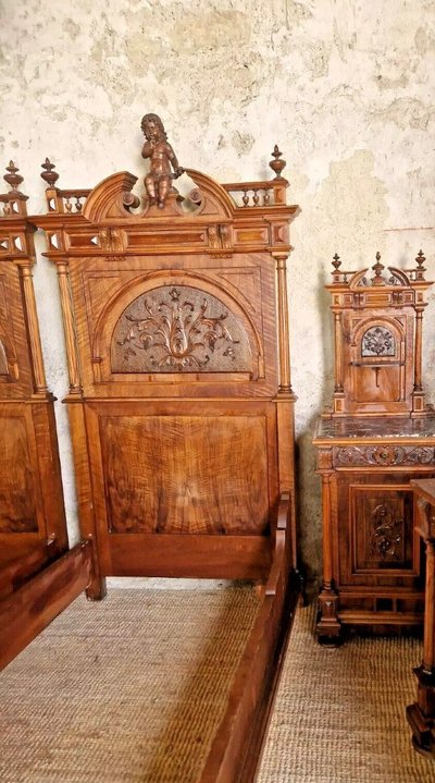 Chambre à Coucher De Château Italien Antique Avec Sculptures De Putti