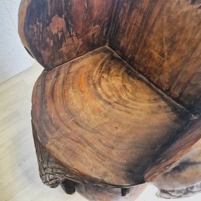 Paire De Fauteuils Aigle Américain En Bois Massif Sculpté