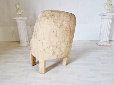 Rare Chaise En Tronc d'Arbre Vendue De Style Primitif Suédois