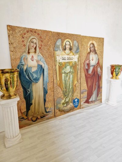 Triptyque De Peintures à l'Huile Religieuses Sur Fond Doré 4995€