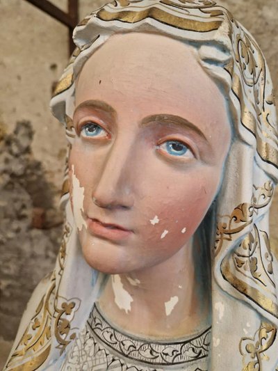 Life-Size Antique Religious Statue of Mary of Lourdes