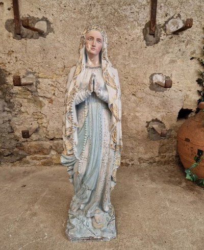 Statue Religieuse Antique Grandeur Nature Marie De Lourdes