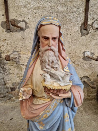 Statua religiosa antica a grandezza naturale di San Gioacchino, scultura della chiesa francese