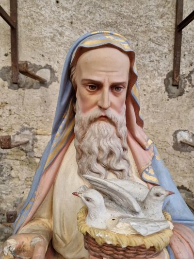 Statua religiosa antica a grandezza naturale di San Gioacchino, scultura della chiesa francese