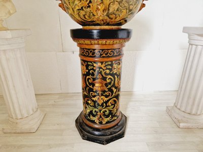 Antique 19th Century Majolica Planter Pot and Base