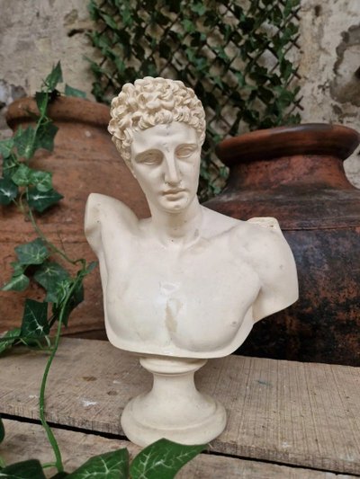 Antique Bust of Hermes in Sculpted Alabaster of French Origin