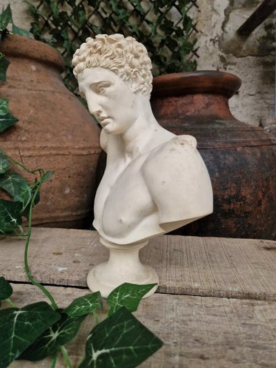 Antique Bust of Hermes in Sculpted Alabaster of French Origin