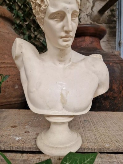 Antique Bust of Hermes in Sculpted Alabaster of French Origin