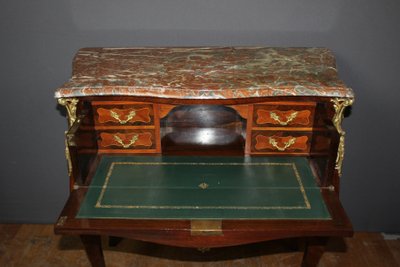 Commode Secrétaire De Style Louis XV En Marqueterie Fin XIX