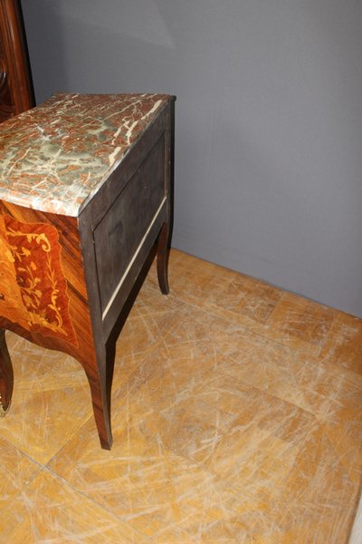 Commode Secrétaire De Style Louis XV En Marqueterie Fin XIX