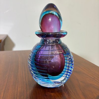 Murano glass sunken vase 1970s Flavio Poli . H 17 Perfume holder .