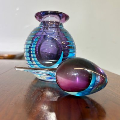 Murano glass sunken vase 1970s Flavio Poli . H 17 Perfume holder .