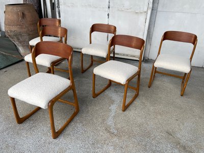 Baumann - Suite Of 6 Chairs Model Sledge Circa 1960