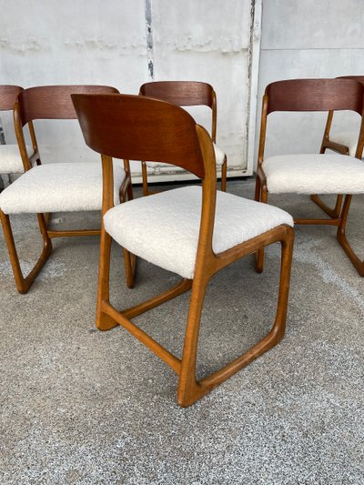 Baumann - Suite Of 6 Chairs Model Sledge Circa 1960