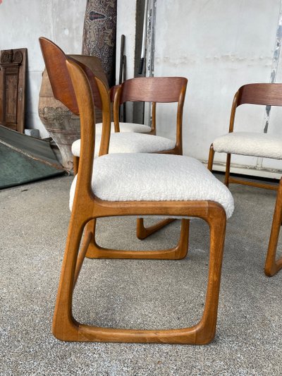 Baumann - Suite Of 6 Chairs Model Sledge Circa 1960