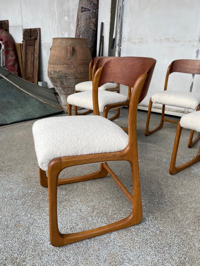 Baumann - Suite Of 6 Chairs Model Sledge Circa 1960