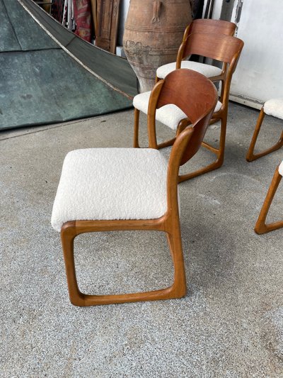 Baumann - Suite Of 6 Chairs Model Sledge Circa 1960