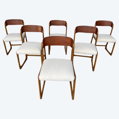 Baumann - Suite Of 6 Chairs Model Sledge Circa 1960