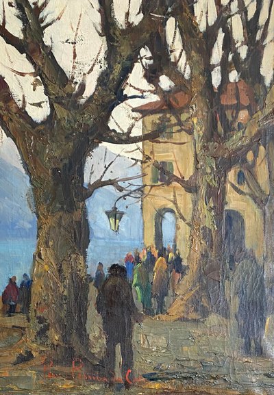 HST-Gemälde "Lac d'Orta" Cusio Italien Pino Pessina Da Castanedo (1911 / 1991)