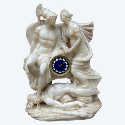 Orologio in alabastro del XIX secolo - Teseo vince il Minotauro e si allea con Arianna - Impero