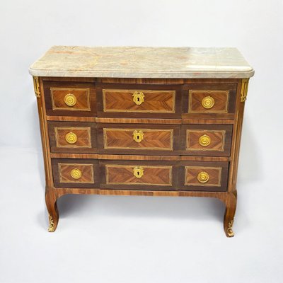 Commode D’époque Transition En Marqueterie Estampillée L Boudin (1735-1804)