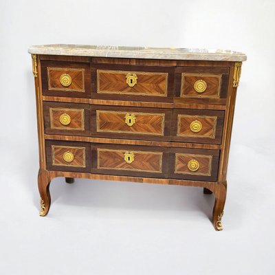 Commode D’époque Transition En Marqueterie Estampillée L Boudin (1735-1804)