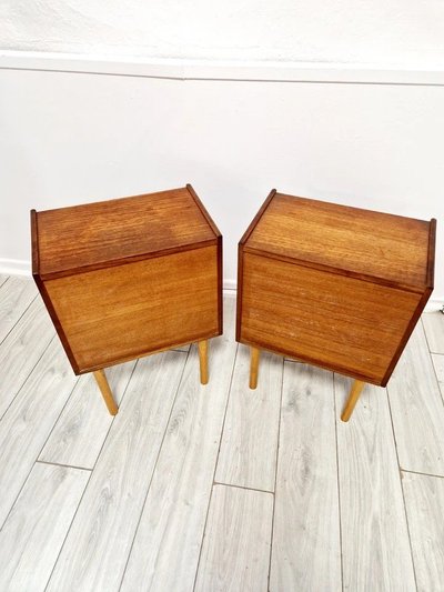 A Pair of Mid-Century Teak Bedside Cabinets