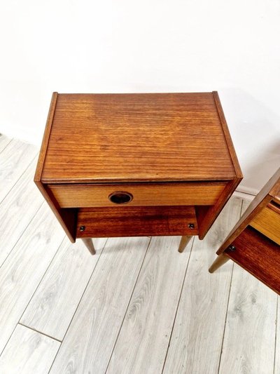 A Pair of Mid-Century Teak Bedside Cabinets