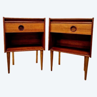 A Pair of Mid-Century Teak Bedside Cabinets