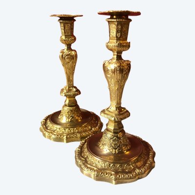 Pair of Regency candlesticks with profiles