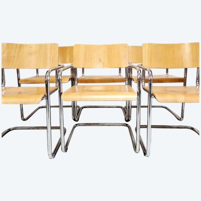 6 Chaises De Salle à Manger à La Manière De Marcel Breuer