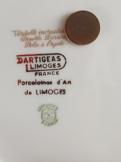 Piatto antico Porcellana Limoges Francia Dartigeas