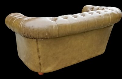 Chesterfield leather sofa Green 2-seater