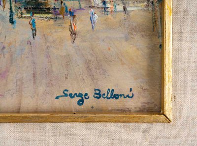 Serge Belloni (1925-2005), Venice Riva degli Schiavoni, oil on wood, circa 1970