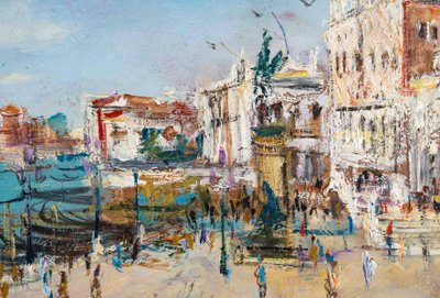 Serge Belloni (1925-2005), Venice Riva degli Schiavoni, oil on wood, circa 1970