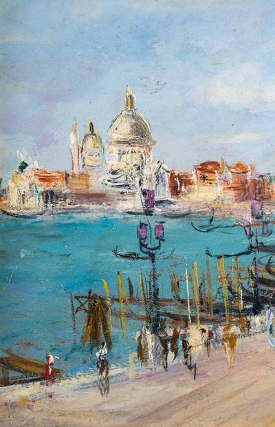 Serge Belloni (1925-2005), Venice Riva degli Schiavoni, oil on wood, circa 1970