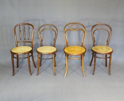 Set di 4 sedie da bistrot in canna, 1905-1925, Kohn, Turpe , Hofmann .