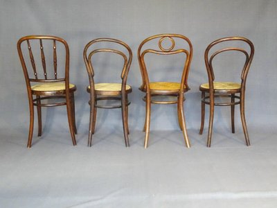 Set di 4 sedie da bistrot in canna, 1905-1925, Kohn, Turpe , Hofmann .