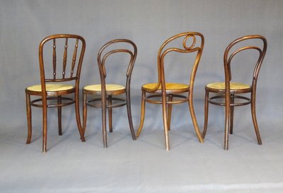 Set di 4 sedie da bistrot in canna, 1905-1925, Kohn, Turpe , Hofmann .